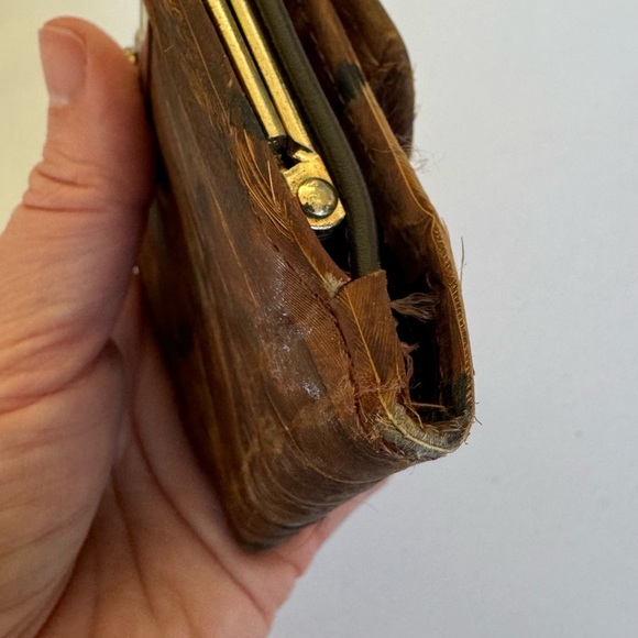 [SOLD] Vintage 70’s/80’s Genuine Peacock Feather & Leather Wallet / Coinpurse - Picture 8 of 13